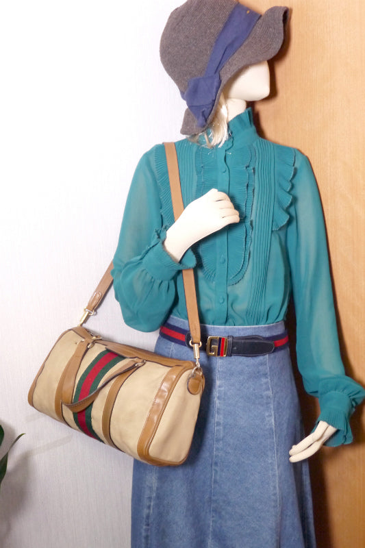 OLD Gucci ＜訳あり＞2WAYシェリーミニボストン(キャメル）