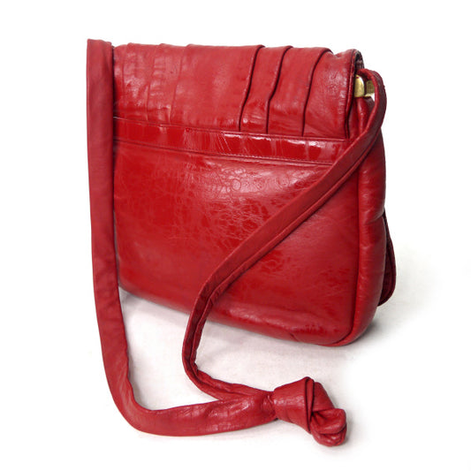 OLD Gucci シワ加工クロコラインレザー大型バッグ（赤）