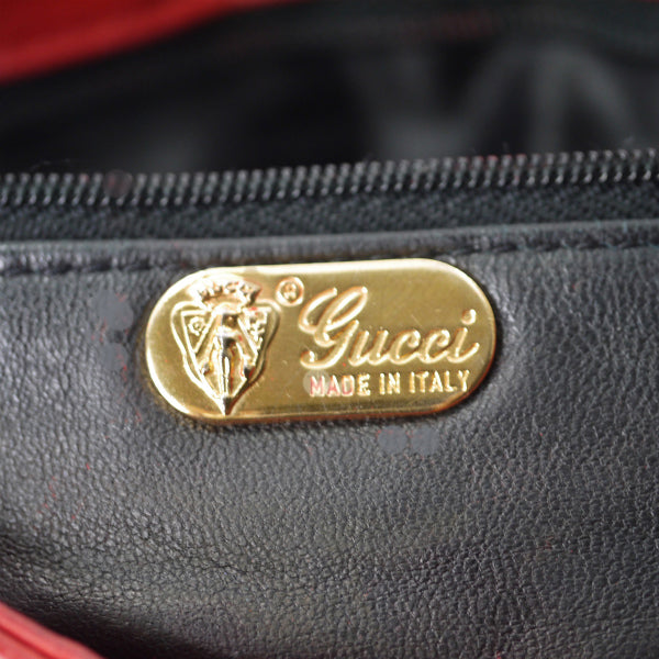 OLD Gucci シワ加工クロコラインレザー大型バッグ（赤）