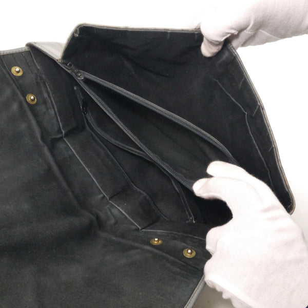 OLD Gucci シワ加工レザーロゴクラッチバッグ（グレー）