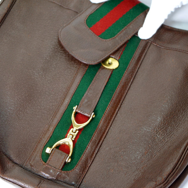 OLD Gucci 総革ビット金具×シェリーショルダー（濃茶）