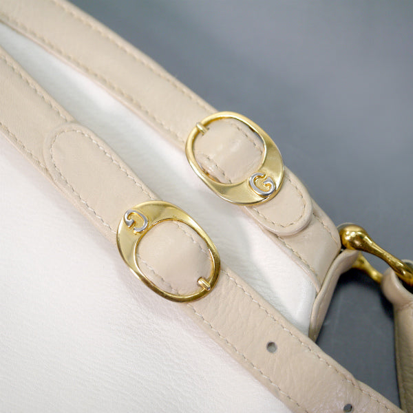 OLD Gucci 総革ベルトデザイン丸型ポシェット（白）