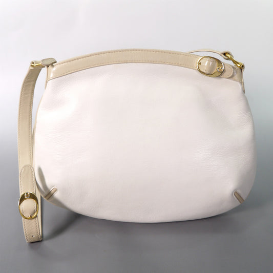 OLD Gucci 総革ベルトデザイン丸型ポシェット（白）