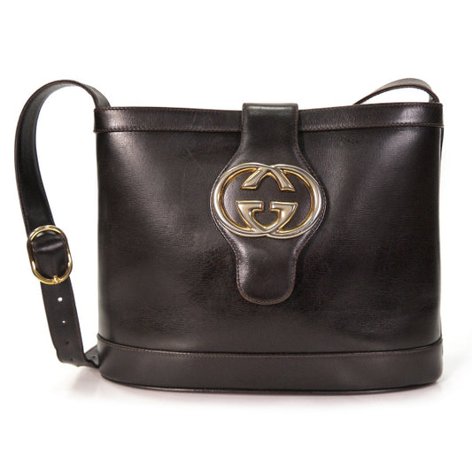 OLD Gucci　 GG金具バケツ型ショルダー（濃茶）