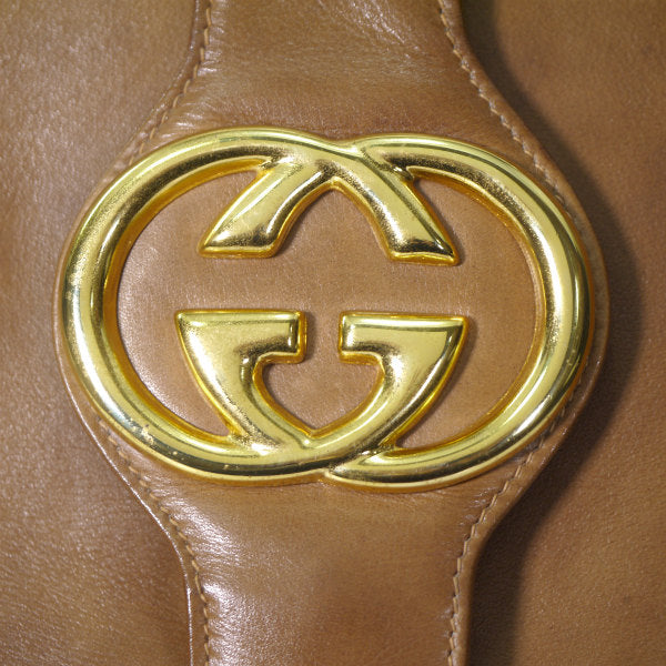 OLD Gucci　 総革GG金具バケツ型ショルダー（キャメル）
