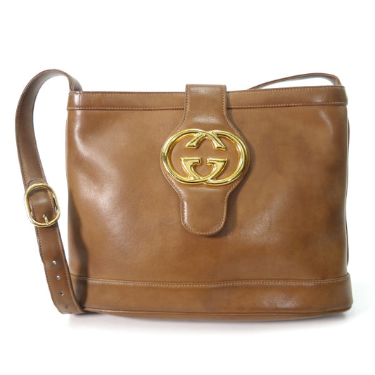 OLD Gucci　 総革GG金具バケツ型ショルダー（キャメル）