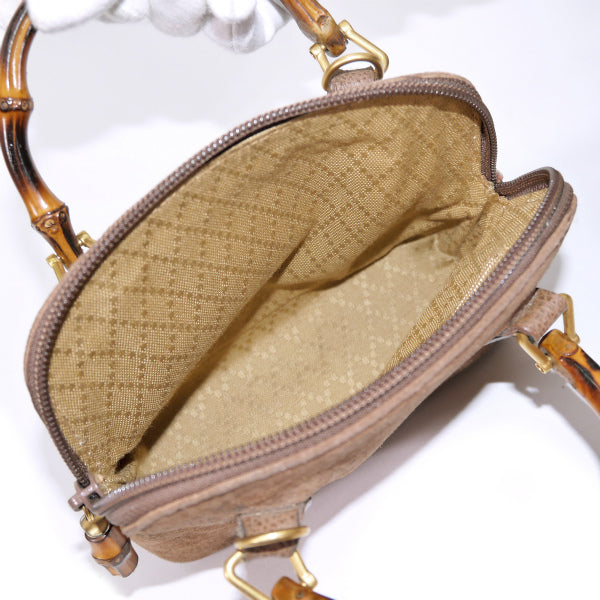 OLD Gucci バンブー×スエード2WAYミニバッグ（モカ）
