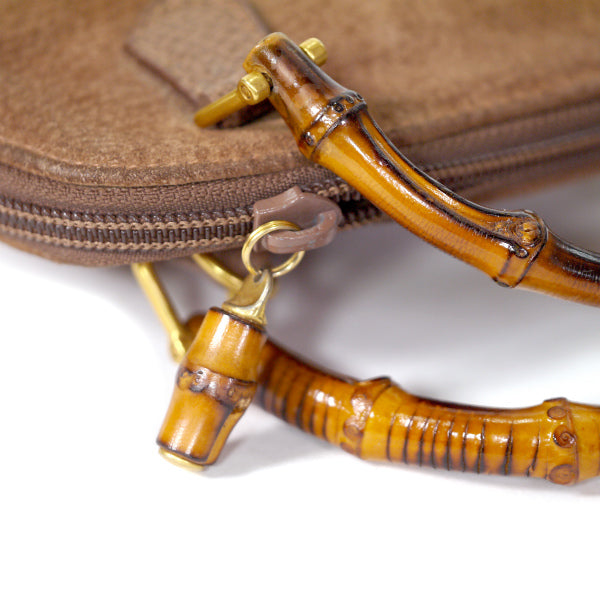 OLD Gucci バンブー×スエード2WAYミニバッグ（モカ）