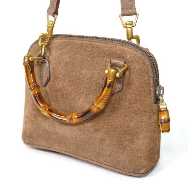 OLD Gucci バンブー×スエード2WAYミニバッグ（モカ）