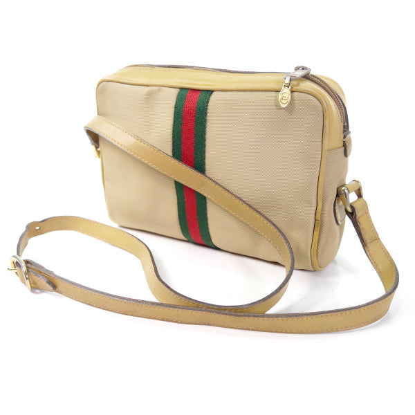 OLD Gucci　定番ショルダー縦シェリー(キャメル・小）