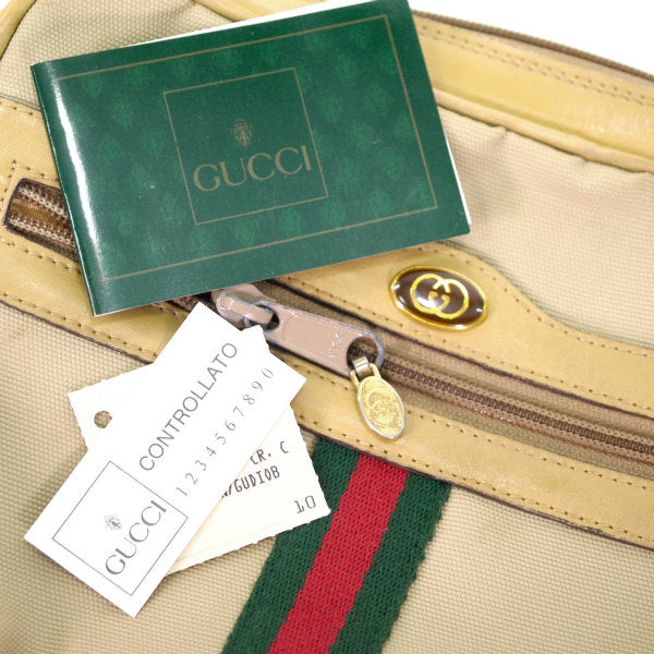 OLD Gucci　定番ショルダー縦シェリー(キャメル・小）