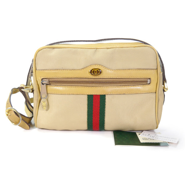 OLD Gucci　定番ショルダー縦シェリー(キャメル・小）