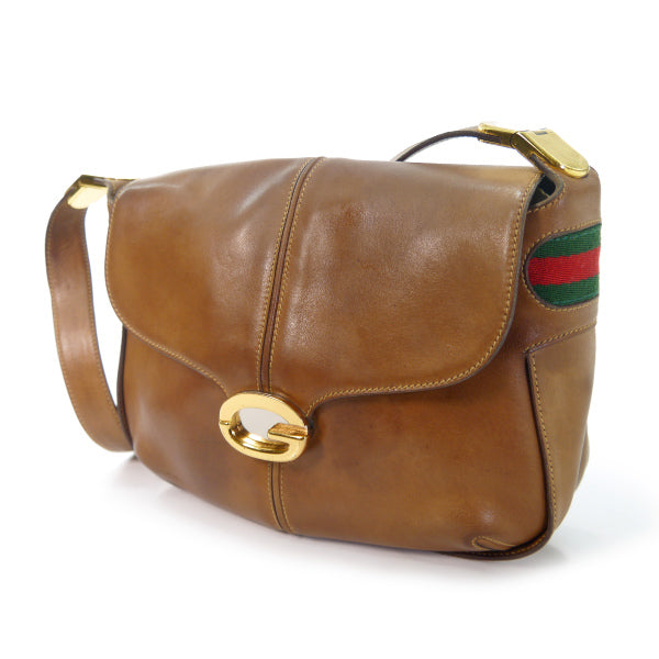 OLD Gucci　 総革サイドシェリー ワンショルダー（キャメル）