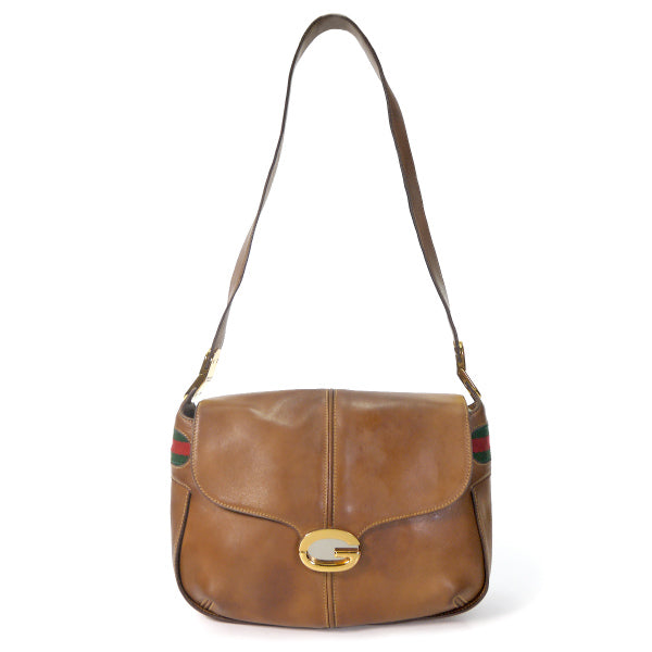 OLD Gucci　 総革サイドシェリー ワンショルダー（キャメル）