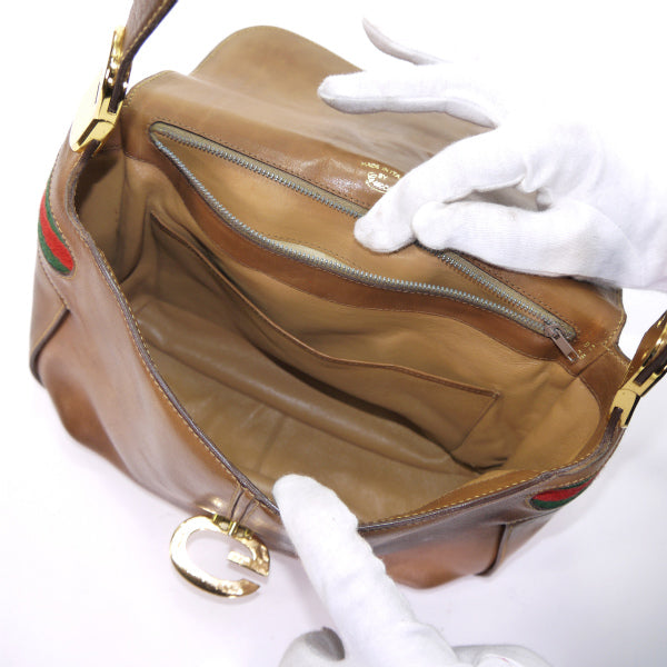 OLD Gucci　 総革サイドシェリー ワンショルダー（キャメル）