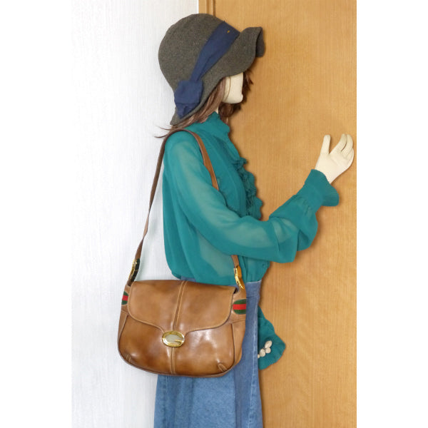 OLD Gucci　 総革サイドシェリー ワンショルダー（キャメル）