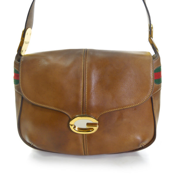 OLD Gucci　 総革サイドシェリー ワンショルダー（キャメル）