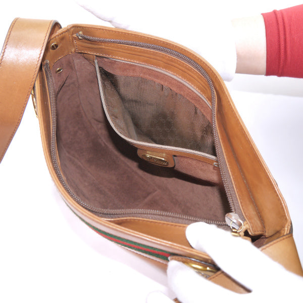 OLD Gucci　 総革シェリー斜めがけショルダー（キャメル）