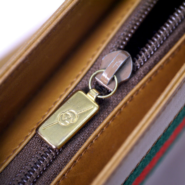 OLD Gucci　 総革シェリー斜めがけショルダー（キャメル）
