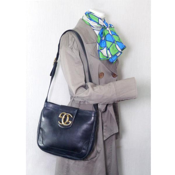 OLD Gucci GG金具総革バケツ型ワンショルダー（濃紺）