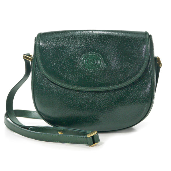 OLD Gucci 総革ラウンドポシェット（深緑）