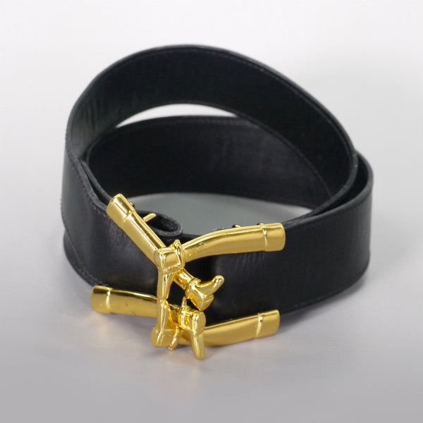 OLD Gucci  激レア!!ブーツバックル  レザーベルト（黒）