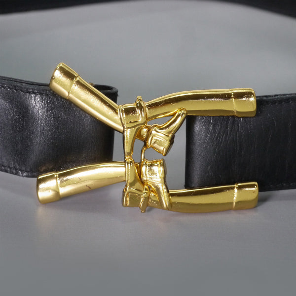 OLD Gucci  激レア!!ブーツバックル  レザーベルト（黒）