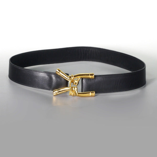 OLD Gucci  激レア!!ブーツバックル  レザーベルト（黒）