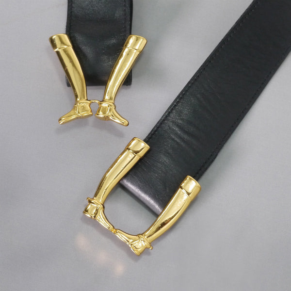 OLD Gucci  激レア!!ブーツバックル  レザーベルト（黒）