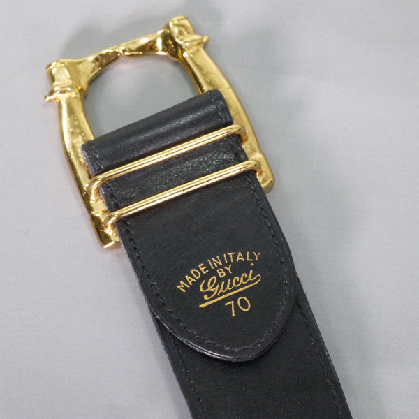 OLD Gucci  激レア!!ブーツバックル  レザーベルト（黒）