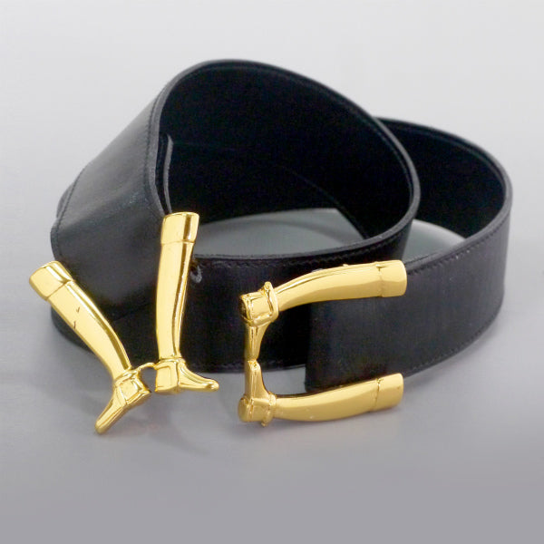 OLD Gucci  激レア!!ブーツバックル  レザーベルト（黒）