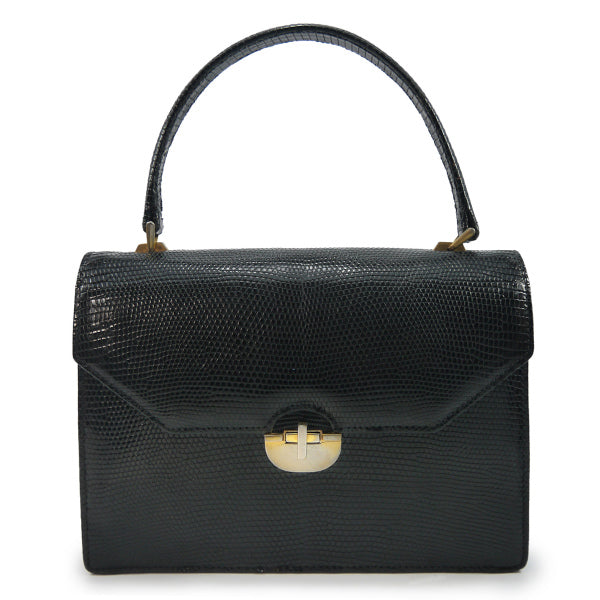 OLD Gucci  レア!リアルリザード ハンドバッグ（黒）