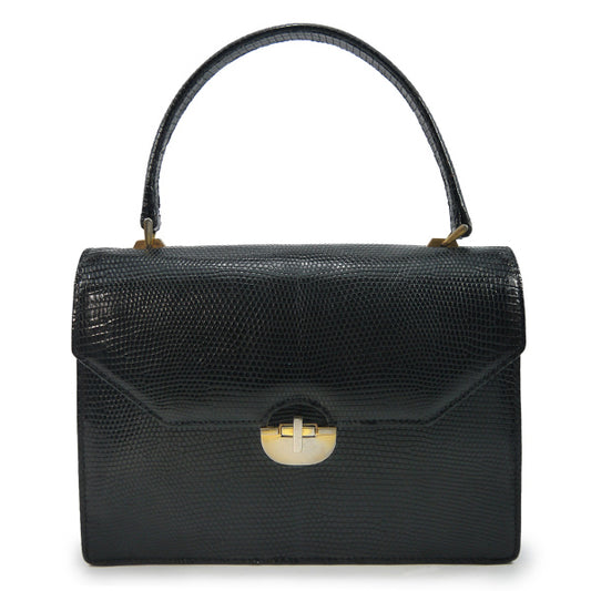 OLD Gucci  レア!リアルリザード ハンドバッグ（黒）