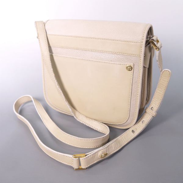 OLD Gucci　ビット金具 型押しレザーショルダー（アイボリー）