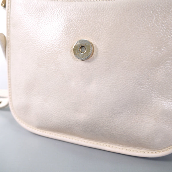 OLD Gucci　ビット金具 型押しレザーショルダー（アイボリー）