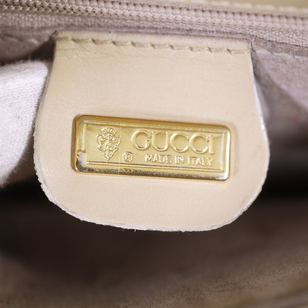 OLD Gucci　ビット金具 型押しレザーショルダー（アイボリー）