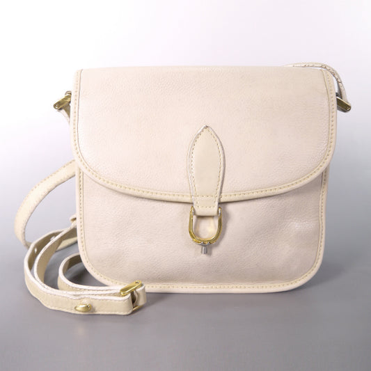 OLD Gucci　ビット金具 型押しレザーショルダー（アイボリー）