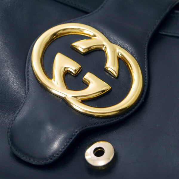 OLD Gucci　総革GG金具バケツ型ショルダー（濃紺）