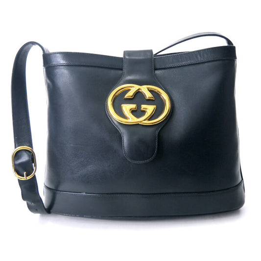 OLD Gucci　総革GG金具バケツ型ショルダー（濃紺）