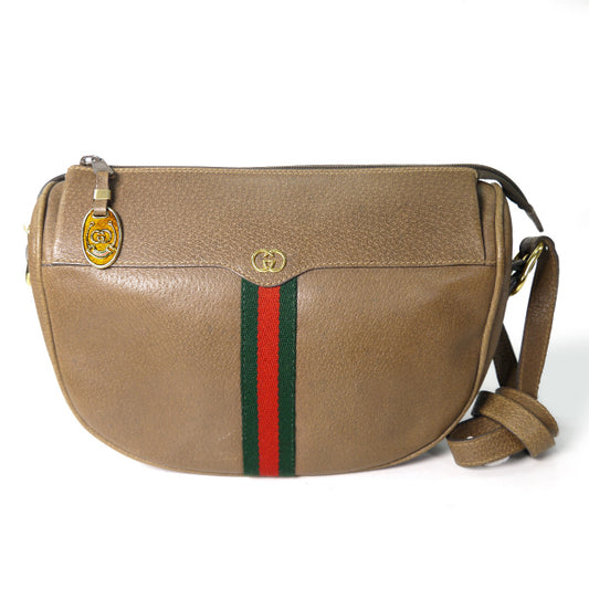 OLD Gucci 半円シェリー総革ショルダー（茶）