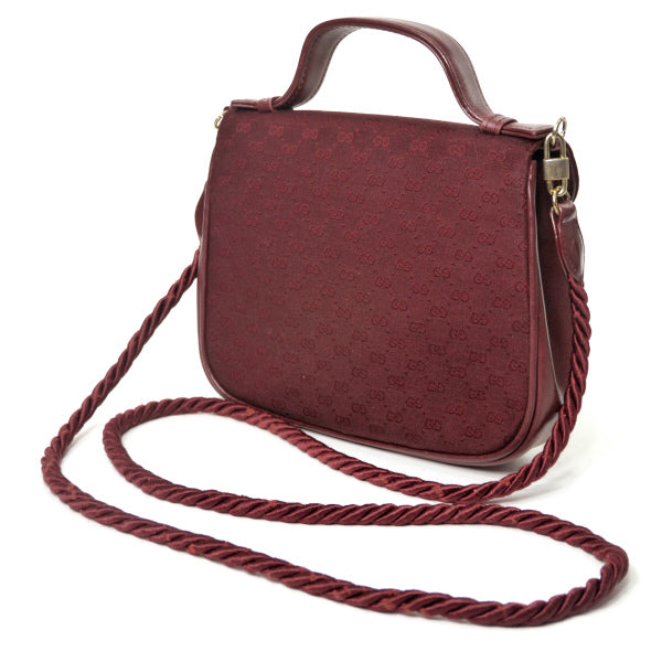 OLD Gucci　マイクロGGショルダー付ミニハンドルバッグ （ボルドー )