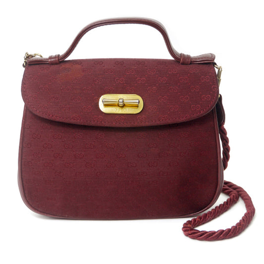 OLD Gucci　マイクロGGショルダー付ミニハンドルバッグ （ボルドー )