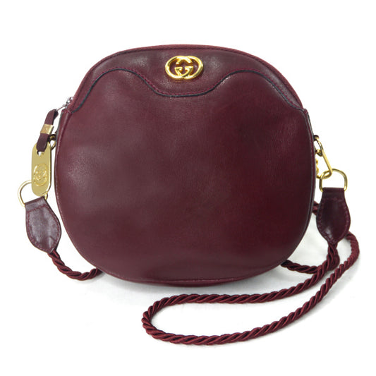 OLD Gucci　総革ラウンドミニロープショルダー （ボルドー ）