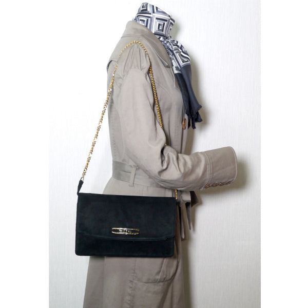 OLD Gucci スエード2WAYチェーンショルダー（黒）