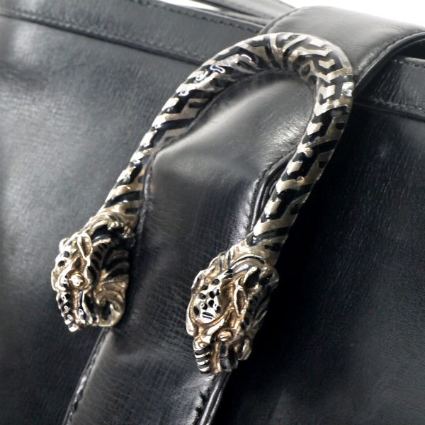 OLD Gucci　お宝!!タイガーヘッド総革バケツ型ショルダー（黒）