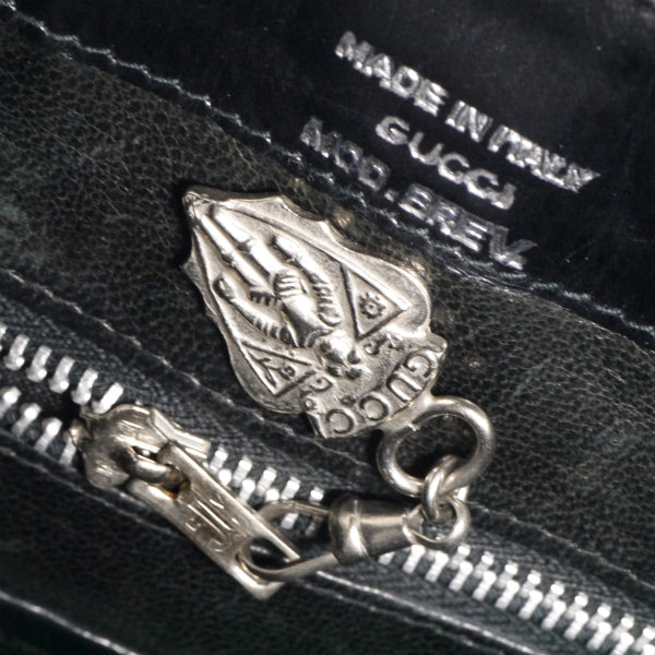 OLD Gucci　お宝!!タイガーヘッド総革バケツ型ショルダー（黒）