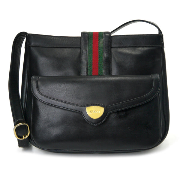 OLD Gucci　レア!ポーチ付きバケツ型シェリーショルダー（黒）