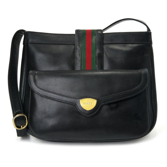OLD Gucci　レア!ポーチ付きバケツ型シェリーショルダー（黒）