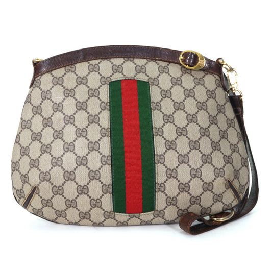 OLD Gucci ベルトデザイン丸型ポシェット（茶）