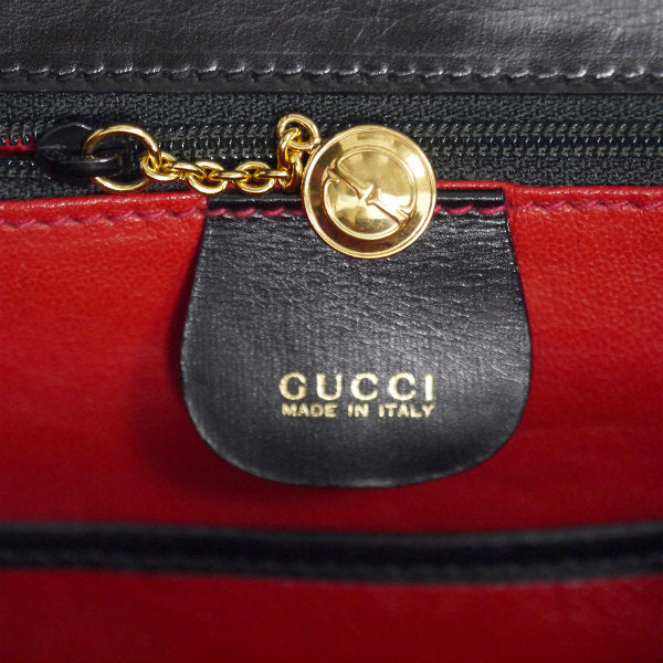 OLD Gucci 総革バンブー2WAYハンドバッグ（黒）